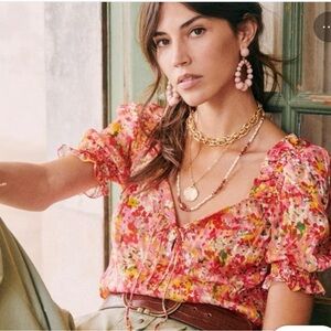 Sezane Rita Silk Blouse Size 38